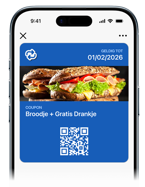 Voorbeeld van een digitale loyaliteitspas op een telefoon